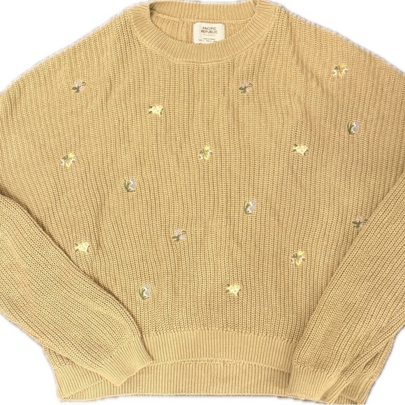Pull&Bear Light Brown Embroidered Sweater - Picture 6 of 6
